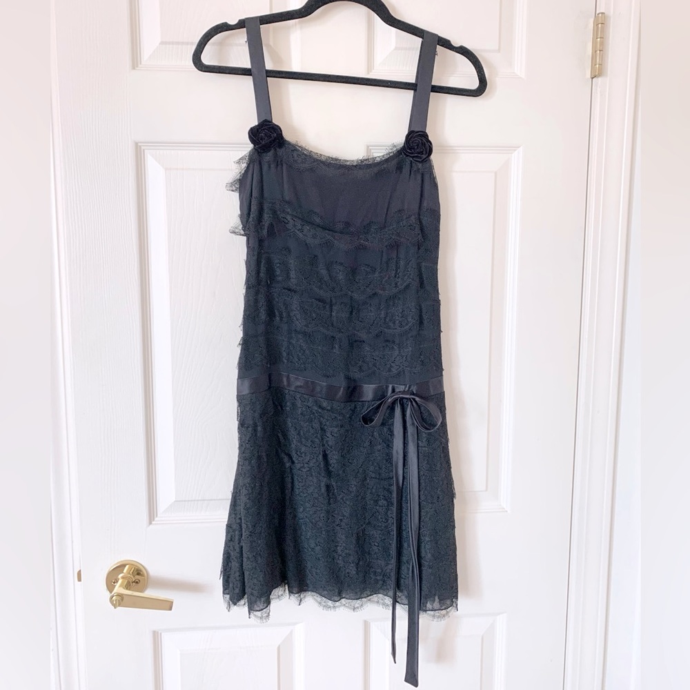 Blumarine Made in Italy luxury silk & lace tiered dress